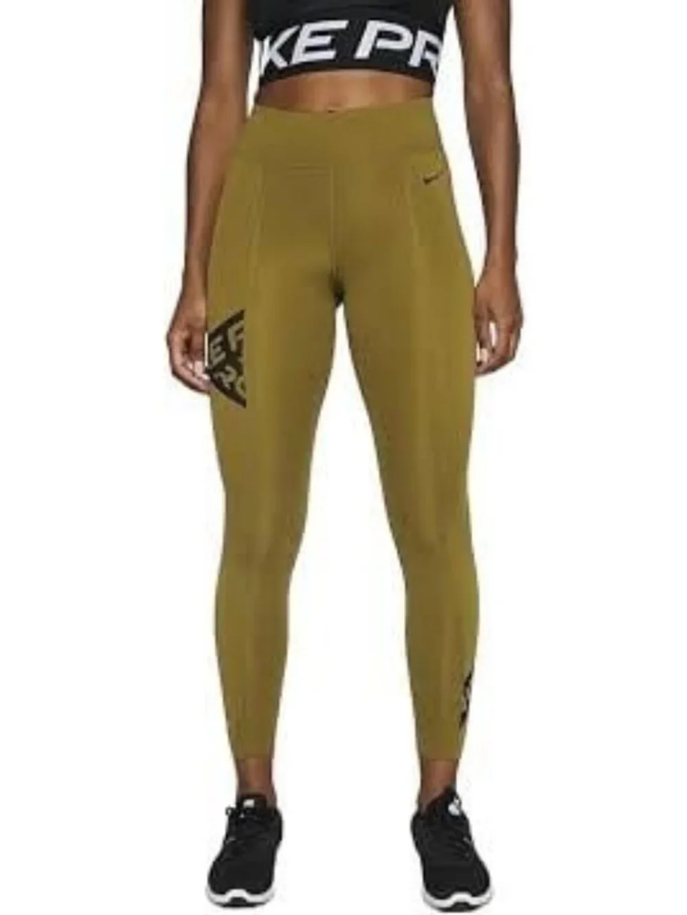 Nike Pro Leggings Tight Fit 7/8 Length Olive Flak/BlackWomen’s Size XL Gym Yoga